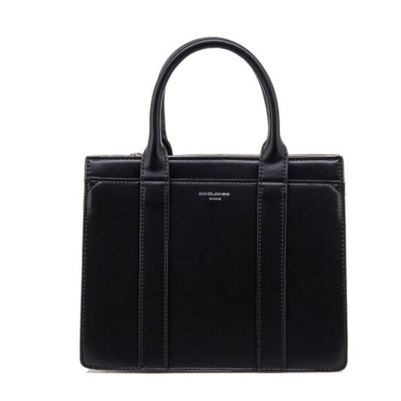 David Jones Paris Black Satchel Purse Bag 3 Compartment - Picture 1 of 14